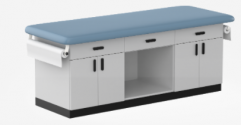 Cabinet style exam table and family practice exam table