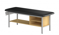 H-Brace Steel Base Style Treatment Table with Shelving
