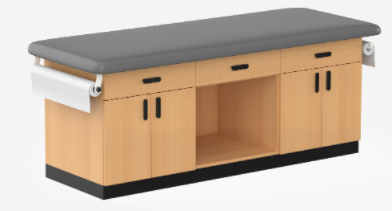 Cabinet style exam table and family practice exam table