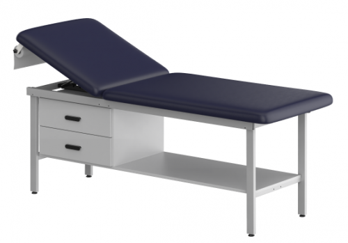 H-Brace Steel Base Style Treatment Table with Shelf & Two Drawers STEEL CONSTRUCTION TREATMENT TABLES