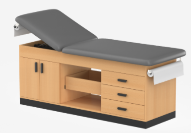 Cabinet style examination table and treatment table
