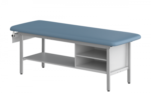 H-Brace Steel Base Style Treatment Table with Shelving
