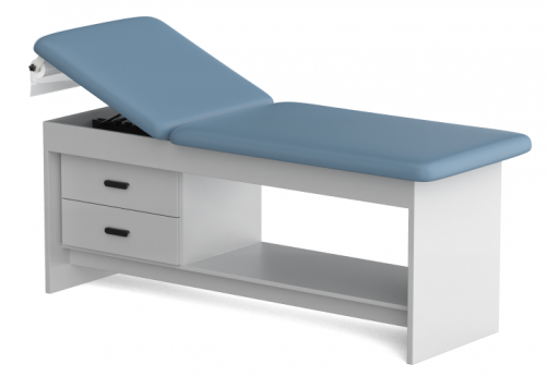 Panel Leg Treatment Table with Shelf & Two Drawers