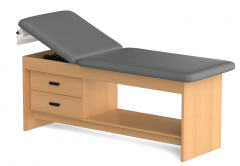 Panel Leg Treatment Table with Shelf & Two Drawers