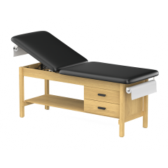 H-Brace CLINIC-2 SERIES HARDWOOD LEG SUPPORT TREATMENT TABLES WITH Shelf & TWO DRAWERS