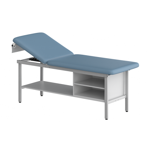 CLINIC-1 SERIES STEEL CONSTRUCTION H-Brace Steel Base Style Treatment Table with Shelving