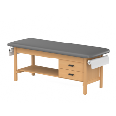 CLINIC-2 SERIES HARDWOOD LEG SUPPORT TREATMENT TABLES WITH SHELF & DRAWERS