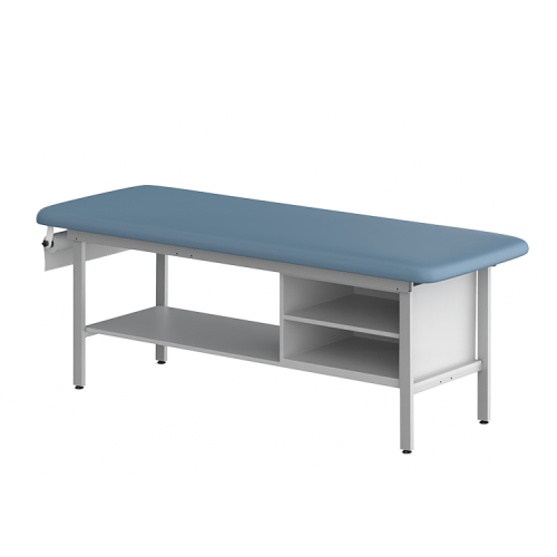 CLINIC-1 SERIES STEEL CONSTRUCTION TREATMENT TABLES WITH SHELVING