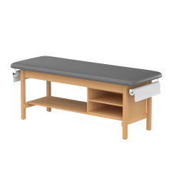 CLINIC-2 SERIES HARDWOOD LEG SUPPORT TREATMENT TABLES WITH SHELVING