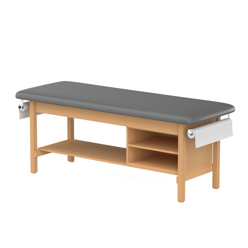CLINIC-2 SERIES HARDWOOD LEG SUPPORT TREATMENT TABLES WITH SHELVING