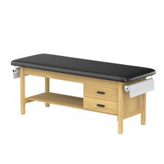 CLINIC-2 SERIES HARDWOOD LEG SUPPORT TREATMENT TABLES WITH SHELF & DRAWERS