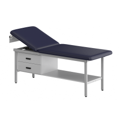 CLINIC-1 SERIES STEEL CONSTRUCTION H-Brace Steel Base Style Treatment Table with Shelf & Two Drawers
