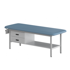 CLINIC-1 SERIES STEEL CONSTRUCTION TREATMENT TABLES WITH SHELF & TWO DRAWERS