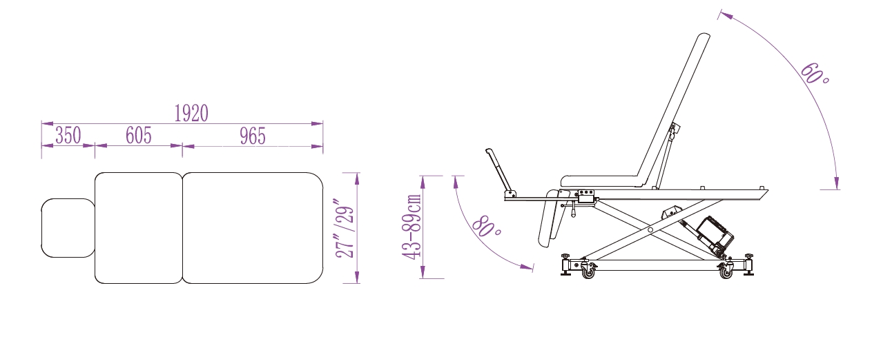 Athena-Cabell Power Hi-Lo Exam Treatment Table with Stirrups